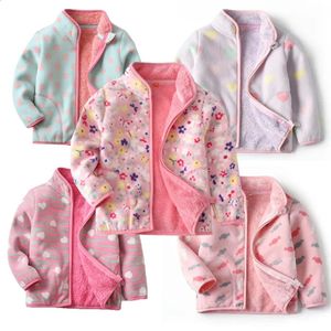 Jackor Jumping Meters Girls Outwears Fleece For Winter Autumn Baby Coats Flowers Kids Jacket 231030