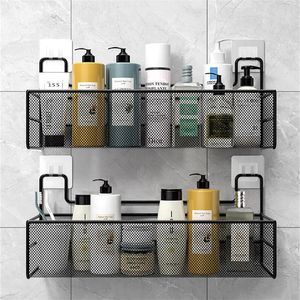 Bathroom Shelves Wall mount Shelf Shower Shampoo Rack Toilet Accessories Kitchen Free Punch Condiment Storage Basket Organizer 231031