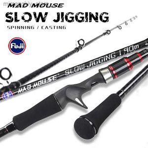 Båtfiskespön Madmouse Slow Jigging Rod Japan Fuji delar 1,9 m 12 kg Lura vikt 60-150G PE0.8-2.5 Båtstång som snurrar/gjutning av havets fiskestav Q231031