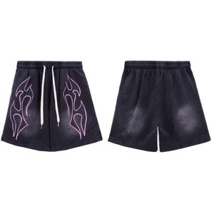 Hellstar Designer Foamded Offset Print Flower Shorts فضفاضة سروال سروال السحب الحبل الرياضي Sport Fifth Pants C9