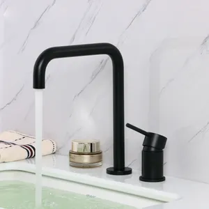 Rubinetti per lavandino del bagno Rubinetto Miscelatore per lavabo Nero / Oro rosa Maniglia singola Rubinetti per acqua fredda a due fori Lavaggio