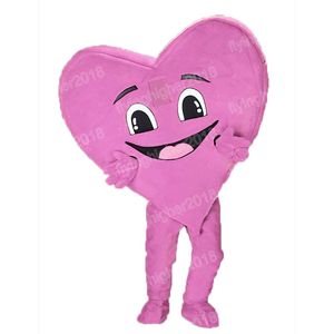 Costume della mascotte del cuore rosa di Halloween Formato adulto Cartone animato Personaggio a tema Anime Carnevale Uomo Donna Abito Natale Fancy Performance Party Dress