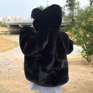 Giubbotti Capispalla per bambini 2024 Ragazze invernali Pelliccia ispessita Cappotto con cappuccio Cartoon Imitazione Abbigliamento per bambini TZ377