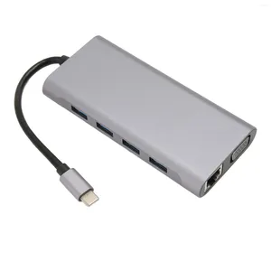 1 USB C HUB MULTERFORT ADAPTÖRÜ 4XUSB3.0 HD 4K VGA RJ45 Ethernet PD Şarj Dizüstü bilgisayar için 3.5mm ses yerleştirme istasyonu