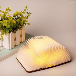 Night Lights Wooden Book Lamp Portable USB Rechargeable LED Magnetic 3 Color Dimmable Foldable Light Desk Home Decor