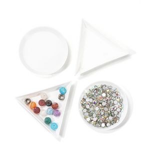 10pcs/lot beauty nail Dotting rhinestone Triangle Round Plate For Jewelry Beads Display Plastic Tray Packaging White Containers Jewelry AccessoriesJewelry