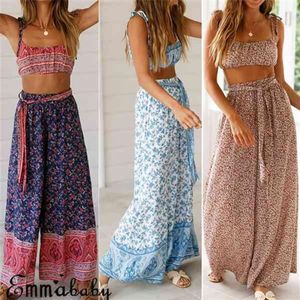 Boho Donna Estate Stampa floreale Pantaloni palazzo a gamba larga Pantaloni larghi casual da spiaggia per vacanze da donna X07052994