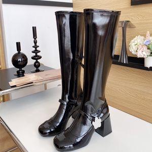 2023 Designer Boots Fashion Booties Thick Heels Woman High-heeled Shoe Sexy over the Knee Boot Winter Platform Women Heel Zipper Elastic Shoes