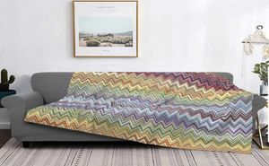 Boho Chic Modern Zigzag Coperte Traspirante Morbida flanella Autunno geometrica multicolore Coperta da tiro per divano Biancheria da letto all'aperto 09292340114