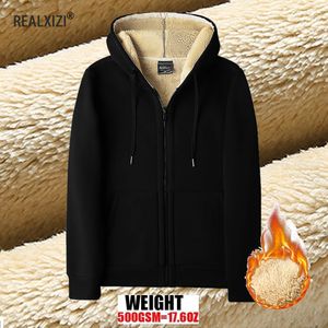 Mens Hoodies Sweatshirts Winter Thicken Zipper Lambwool Hooded Jackets Män Kvinnor Casual Thermal Streetwear Plus Size Coat 231031