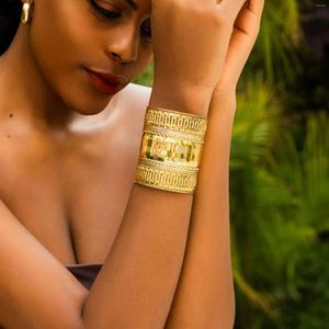 Bangle 2023 estilo étnico vintage exagerado pulseira aberta para mulheres retro modelado braço jóias acessórios