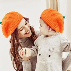 Ball Caps Halloween Lovely Funny Pumpkin Hat Parent-child Party Decorative Prop Knit Cap Beret Suit Brimless Hats