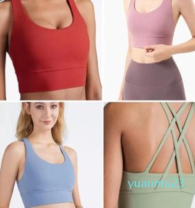 Womens Yoga Outfits Tanks Yoga Bra Gym Just Training Top Tops Cross Back Plastic Sports Underwear Women Gather Vest Runni