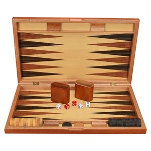 Schachspiele, eingelegtes Backgammon, Western-Landkrieg-Schachspiel, klassisches Strategie-Brettspiel mit Acryl-Holzspielfiguren, Würfelbecher, 27,9–43,2 cm, 231031