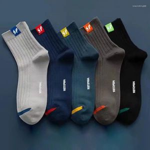 Men's Socks 5 Pairs White Breathable Casual Soft Comfy Sock Solid Color Black Spring Summer Thin Cut Tube Plus Size 37-44