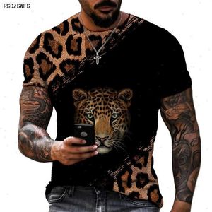 Animal World Leopard 3D Baskılı Erkek ve Kadın T-Shirts HD Kısa kollu büyük boy yazlar 306c