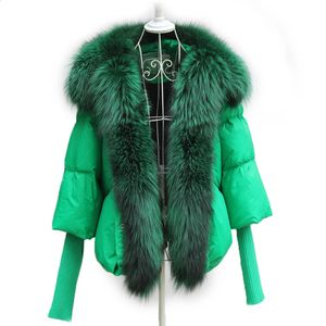 Женские пуховые парки 2023, осенне-зимнее теплое женское пальто большого размера с воротником из натурального меха, толстая роскошная куртка на гусином пуху 231030