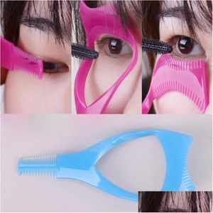 Eyebrow Tools Stencils Eyelash 3 In 1 Makeup Mascara Shield Guide Guard Curler Eyelashes Curling Comb Lashes Cosmetics Curve Applic Dhzd7