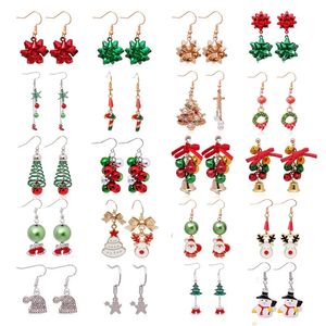 3PC Dangle Chandelier Cute Snowman Bell Christmas Tree Drop Earrings Cute Girl Christmas Jewelry Gift 231031