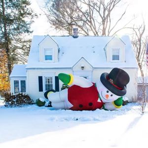 Atividades de Natal inflável boneco de neve de Natal Decoração boneco de neve deitado em pé Decoração balão ar personagem de inverno deitado com chapéu vermelho