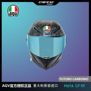 AA Designer Capacete Rosto Aberto Capacete de Motocicleta Itália Agv Pista Gp Rr Capacete de Corrida Forjado Fibra de Carbono Rossi Futuro Gelo Azul Exclusivo YI-IANH