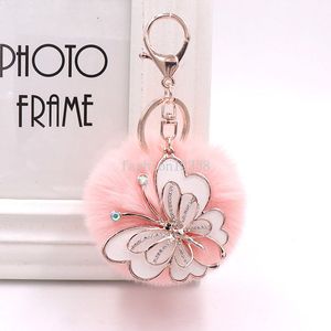 Neue frauen Plüsch Pompom Schlüsselbund Schmetterling Haar Ball Schlüsselbund Tasche Schlüssel Ring Anhänger Zubehör Charme Paar Geschenk Dekoration