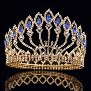 Fashion Crystal Metal Big Crown Bridal Tiaras Pink Wedding Crown Hair Jewelry Pageant Diadem Queen King Crown W01042585