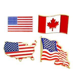 Spilla da bavero con bandiera americana Forniture per feste Mappa degli Stati Uniti USA Canada Cappello Spilla per cravatta Spilla per distintivo Mini spille per decorazione borse per vestiti