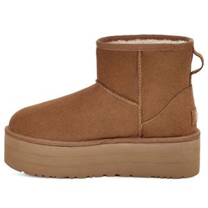 Sapatos puramente feitos à mão feitos sob medida para os sapatos masculinos e femininos, botas de neve da moda e quentes UG Classic Mini Platform 'Chestnut' 1134991-Che