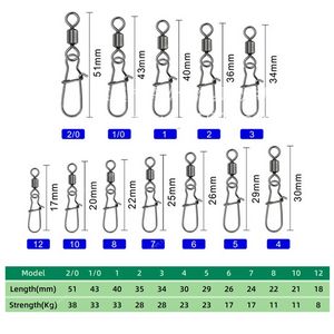 DNDYUJU 10 bis 50 x Angelwirbel, Schnappstift, Lager, Rollwirbel, Edelstahl, Angelverbinder, Angelhaken-Köder-Werkzeuge