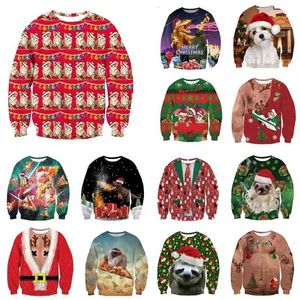 Alisister Ugly Christmas Sweater Santa Claus Print Loose Hoodie Men Kvinnor Pullover Christmas Novelty Autumn Winter Top Clothing V1218P