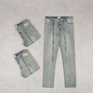 Jeans blu lavati originali FG 6th Jeans slim fit da uomo Pantaloni da uomo Hiphop Jeans causali strappati lavati danneggiati Vestibilità slim