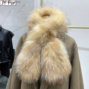 Scarves New Women Winter Warm Natural Fox Fur Scarf Ring Knit Real Fox Fur Lady Fashion Neckerchief Scarves Women Real Fur Bandana Q231031