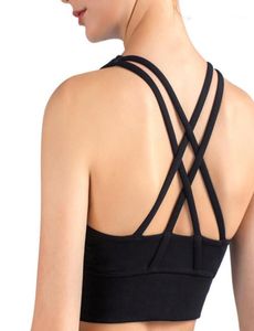 Back Cross Strappy płynny sportowy stanik push up joga bra wyściełana kobiety gym brassiere running fitness Top trening sportowy 111199924