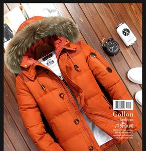 Homens Down Parkas Inverno Grande Capuz De Pele Genuína Duck Down Jaquetas Homens Quentes De Alta Qualidade Para Baixo Casacos Masculino Casual Inverno Outerwer Puffer Jacket JK-633 231031