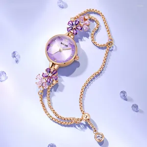 Relógios de pulso UTHAI W39 Moda Feminina Luz Luxo Quartz Pulseira Relógio À Prova D 'Água Premium Requintado Violeta Cristal Feminino Relógios Presente