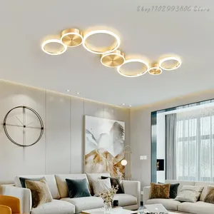Ljuskronor moderna led taklampor för vardagsrum sovrum hem dekor cirkel ringer guld minimalistisk inomhuslampa