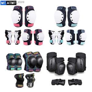 Skate Protective Gear Mtatmt 6st Vuxen Child Knee/Elbow Pads With Kneesavers Elbowsavers Wrist Savers Protective Gears For Skateboard Bicycle Roller Q231031