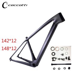 Racks de caminhão de carro 2023 CECCOTTI T1000 Carbon Mountain Frame 29er Frameset Tamanho S M L 142 148 12 Boost 135 9mm Bicicleta PF30 Venda de bicicleta 231030