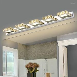 Duvar lambası kare kristal ayna 75/104cm uzunluğunda 5/6 kafa şampanya/beyaz LED ışık ic sürücüsü 110/220v banyo lambaları