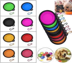 Ciotola pieghevole da viaggio per cani e gatti Ciotola pieghevole per acqua per animali domestici Ciotola pieghevole in silicone con gancio 21 stili tra cui scegliere wcw5774588501