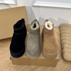 Designer novos sapatos mulheres botas de inverno tasman pele slides mini bota plataforma clássica botas camurça lã conforto inverno lã pelúcia tornozelo botas curtas