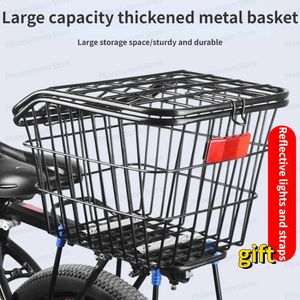 Panniers Bags 40cm Bicycle Rear Basket Mountain Bike Metal Folding Storage Schoolbag Vegetable 231030