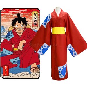 S-3XL Wano Country Monkey D. Luffy Cosplay Costume Japon Kimono Robe Kıyafetleri Erkek Kadınlar Cadılar Bayramı Karnaval Takımları