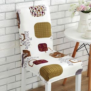 Chair Covers Removable Spandex Floral Printing Stretch Dining Protector Cover Kitchen Height Back Slipcover Brief Seat Case