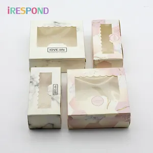 Gift Wrap 50PCS Cardboard Box With Window Kraft Wedding For Candy Sweet Toy Present Packaging Supplies