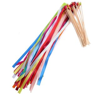 Gift Wrap 20Pcs Dance Ribbons With Wand Rhythmic Gymnastic Ribbon Rainbow Streamer Sticks For Craft Talent Shows 60Cm 230627 Drop De Dhmlc