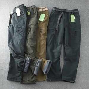 Men's Pants Germany Windproof Waterproof Plush Soft Shell Outdoor Straight Multi Bag Overalls Camping Hunting Equipment Trousers 231031
