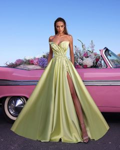 Elegant A Line Evening Dresses for Women Sweetheart Sequins High Side Split Sweep Train Evening Gowns Formal Wear Birthday Party Celebrity Special Occasion Dress