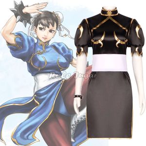 Anime Games Street Fighter Cosplay Chun Li Cheongsam Dress Belt Set Halloween Carnival Party Performance Chun-Li Costumes